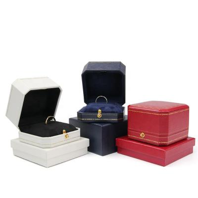 China Plastic+Paper+Suede RTS 3 Color In Stock Jewelry Packaging Ring Box Vintage Octagon Gift Jewelry Boxes for sale