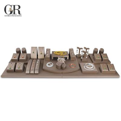 China Guorui Luxury PU Leather Jewelry Store And Counter Jewelry Display Set See Detailed Page Below for sale