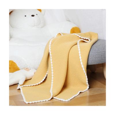 China Wholesale Yellow Baby Anti-pilling Knitted Cotton Warming Woven Throw Kids Safety Blankets For Kids for sale