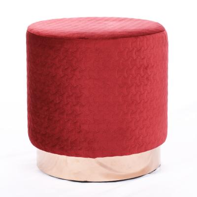 China (Other) Velvet Round Adjustable Moroccan Stool Ottoman Pouf Upholstered Stool Chair With Metal Base for sale