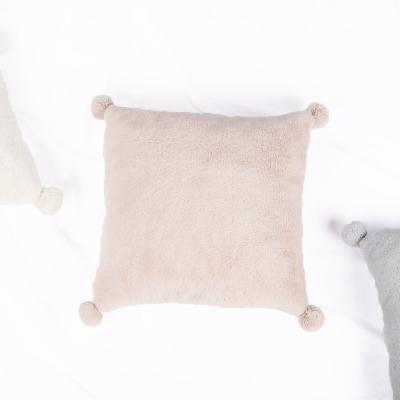 China Anti-pilling Winter Christmas Pink Faux Fur Plaid Cushion Cover Decorative For Couch Decor 18 x 18 for sale