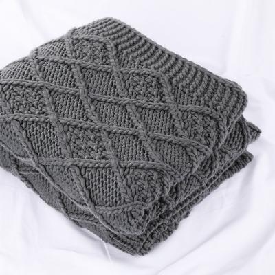 China Diamond Braided Designer Custom Woven Viable The Other Throw Chunky Blankets Knitted Cable for Sofa Winter Bed for sale