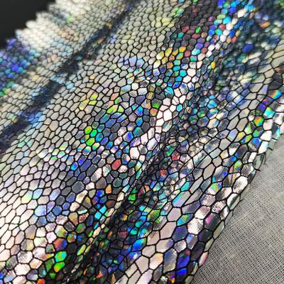 China Stretch KNITTING FDY HOLOGRAME FOIL FABRIC FOR WOMEN MEN COATING DRES FABRIC 95%POLYERSTER 5%SPANDEX for sale