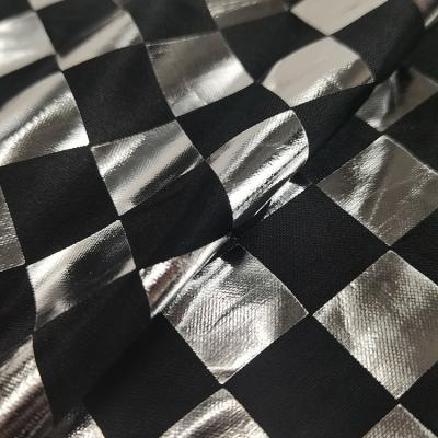 China SQUARE STRETCH ALUMINUM KNITTING DYE FABRIC FOR WOMEN DRESS COAT 100% POLYESTER for sale