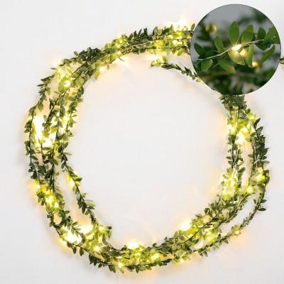 China Green Leaves Garland Curtain Light Fairy Green Leaves Garland Curtain Light Adapter Powered for Garden Wedding Decor Leaf Light for sale