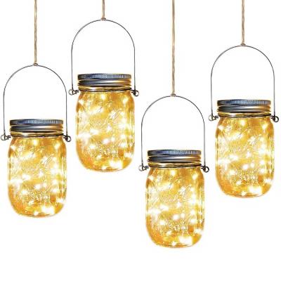 China Solar Light Mason Jar Lids Lights Solar Led Hanging Outdoor Waterproof Decor for Christmas Patio Party for sale