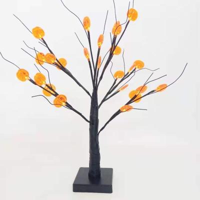 China Wholesale Decorative Warm White Holiday Mini Pumpkin Tree Light Indoor Battery LED Table Tree Light Display For Halloween for sale