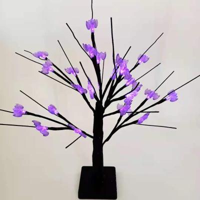 China Halloween Party TREE LIGHT High Quality Mini Black Purple Bat Branch Led Tree Light Lantern Battery Operate Home Decor for sale