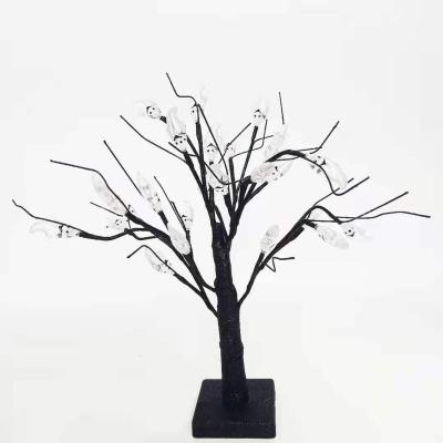 China Black White Branch Table Top LED Tree Light Halloween Party Ghost Battery Operated Artificial Mini Tree Lights 3 AA Home Decoration for sale