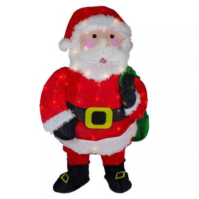 China Low Power 32In Regular Collapsible Giant Lights On Soft Foldable LED Flannel Santa Claus Decoration Light for sale