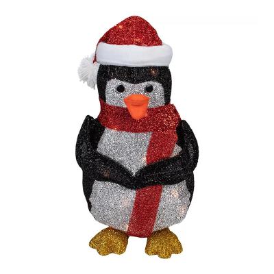 China Outdoor Tinsel Body Little Foldable LED Christmas Lights Giant Foldable Penguin Lighting Decorative Lights for sale