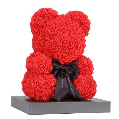 China Rose Bears Roses Boxed with Box 40cm Always and Forever Rose Bear Pure Color in Box for Valentine Birthday and Mothers Day 25 for sale