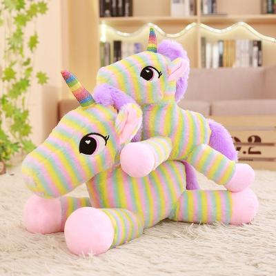 중국 Cute Stuffed Unicorn Toy Unicorn Rainbow Pillow Rainbow Eyes Plush Toy 40CM Wholesale Gift Festival Gift Large 판매용