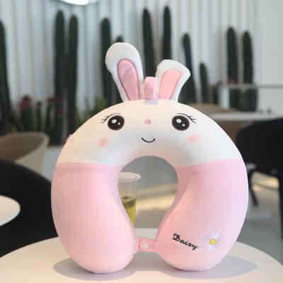 China 2020 Plush Fashion Custom Animal Plush Soft Embroidery Neck Pillow Bunny Pillow Pink for sale