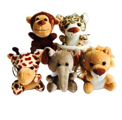 China Mini Monkey Elephant Stuffed Animal Key Chain Tiger Giraffe Lion Forest Animal Toys Cute Plush Toy Keychain /stuffed plush Te koop