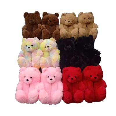 China Factory Supply Fashion Trend Fashion Teddy Bear Bed Cheap Women's Soft Plush Child Slipper Blue Teddy Bear Slipper Animals Cotton Blue Teddy Bear Slipper For Woman Te koop