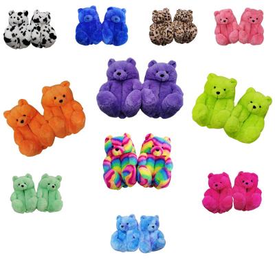 Cina Fashion Trend Teddy Bear Cheap Fur Slippers Lady Girls Shoe House Brown Indoor Plush Slipper For Women in vendita