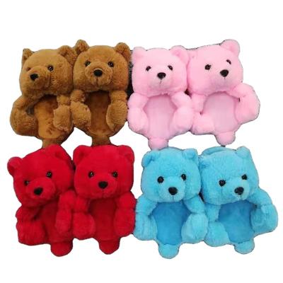 China Hot Selling Bedroom Fashion Trend Teddy Bear Fuzzy House Slippers Cute Soft Non-toe Indoor Cotton Children Gift Kids Shoes for sale