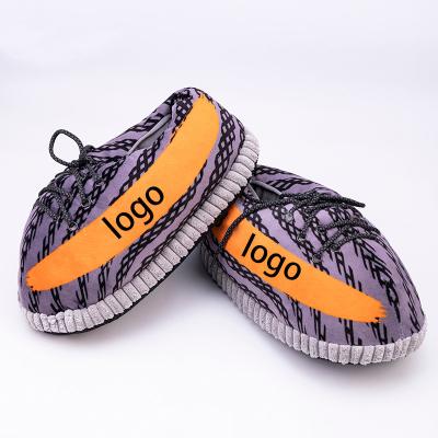 China Custom House Logo Stuffed Plush Jordan Sneaker Winter Indoor Slippers aj yeezy Shoes Medium Size for sale