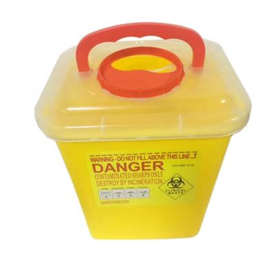 China Portable Medical Disposal PP Syringes Safety Bin Needle Disposal Needle Box Sharp Square 10L Container for sale