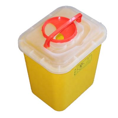 China Portable Medical PP Disposal Syringes Safety Bin Needle Disposal Needle Box Sharp Square 8L Container for sale