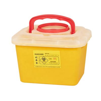 China Portable PP Syringes Disposal Square 5L Safety Needle Box Sharp Medical Waste Container for sale