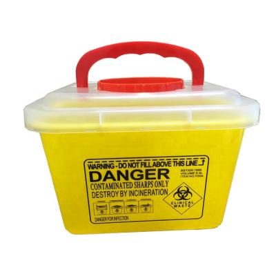 China Portable Medical Disposal PP Syringes Box Safety Needle Disposal Sharp Box 3L Square Container for sale