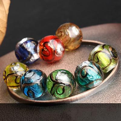 China Beads For Jewelry Making DIY Crafts Round 12mm Aluminum Strips Handmade Lampwork Glass Loose Beads For Jewelry Making DIY Crafts Findings for sale