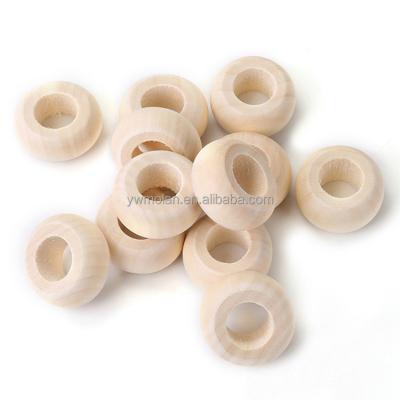 China Beads For Jewelry Making DIY Opener Large Rondelle Shape 30x15mm Natural Wood Handcraft Loose Big Hole Beads For DIY Opener Jewelry Making for sale