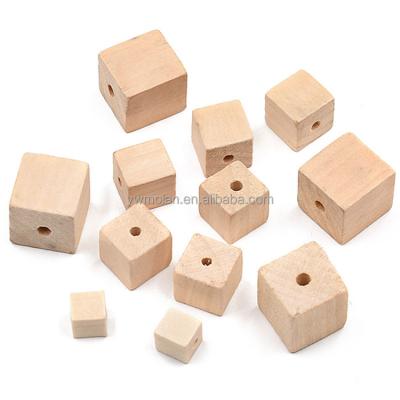 China Beads For Jewelry Making DIY Crafts Cube Square Shape Natural Wood 10mm 15mm 20mm 25mm Handcraft Loose Beads For DIY Crafts Jewelry Making for sale