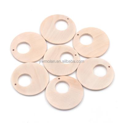 China Beads For Jewelry Making DIY Crafts Flat Cavity Around 30mm 40mm Natural Wood Pendants 50mm Beads For DIY Crafts Jewelry Making for sale