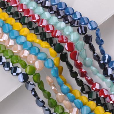 China For Jewelry Making DIY Scratching 14mm Round Twisted Coin Faceted Opaque Glass Loose Beads For Jewelry Making DIY Crafts for sale