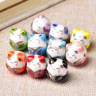 China Beads For Jewelry Making DIY Crafts Fortune Cat 10pcs/bag 16x14mm Ceramic Porcelain Loose Beads For Jewelry Making DIY Crafts Findings for sale