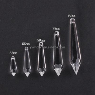 China Top Drill Bicone Prism Teardrop Faceted Crystal Glass 35mm 52mm 58mm 78mm 98mm Loose Pendant For DIY Craft Jewelry Making for sale