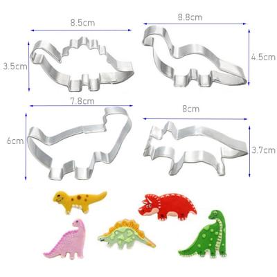 China Viable Customize Approved LFGB Stainless Steel Cookie Cutter Set Dinosaur Shaped Cookie Cutter Fancy Cartoon DIY Cookie Cutter for sale