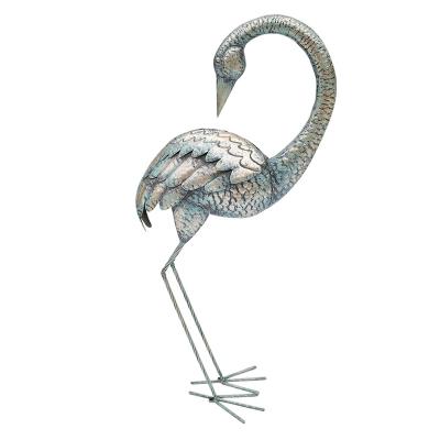 China Life Size Outdoor Yard Art Metal Garden Statues And Sculptures Standing Bird Lawn Ornaments For Patio Backyard Pond Decorations for sale