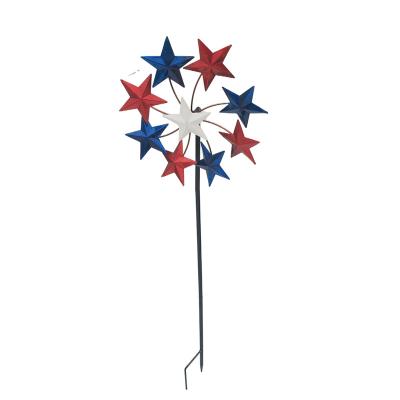 China Garden Decoration Customization New Metal American Flag Windmill Garden Stake Wind Spinners On Stakes For Garden Yard Lawn Decoration for sale