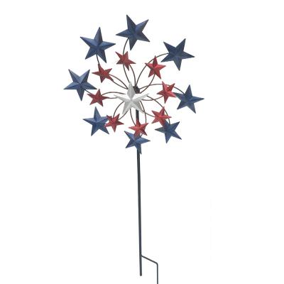 China Creative Metal Art Double Spinning Windmill Stake Garden Decoration New for Outdoor Yard Patio Lawn Garden Decoration for sale