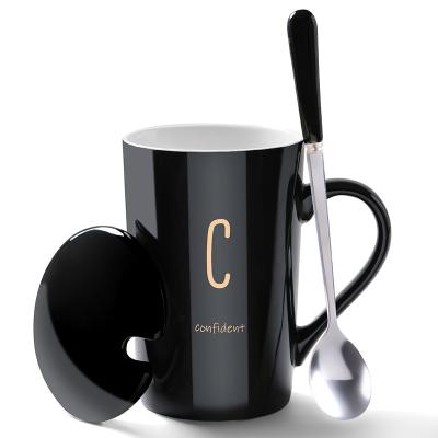 China Gift Viable Creative Practical Mug With Lid Spoon Coffee Mug for sale