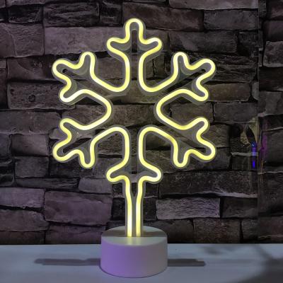 China Other Creative Led Snowflake Shape Lamp Christmas Ornament Letter Symbol Neon Light Small Night Lamp for sale