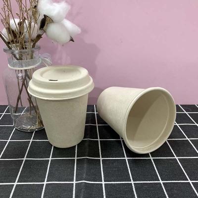 China Biodegradable Biodegradable Pulp Disposable Bamboo Coffee Bagasse Sugar Cane Cold Drinks Cup With Lid for sale