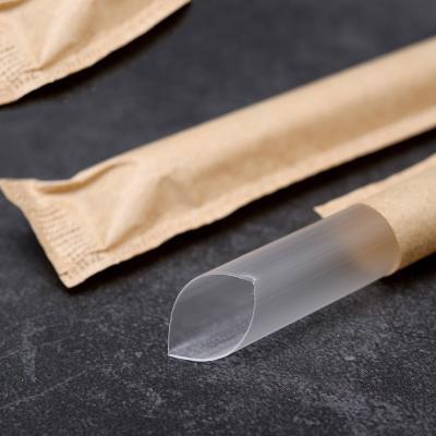 China 1.2mm Diameter PP Material Boba Minimalist Straw With Individual Wrapping Paper Packing For Bubble Milk Tea Straw Hot Drinks for sale