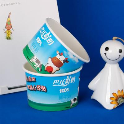 China Disposable Ice Cream Paper Cup Container Disposable Compostable Ice Cream Bowl With Straw And Lid for sale