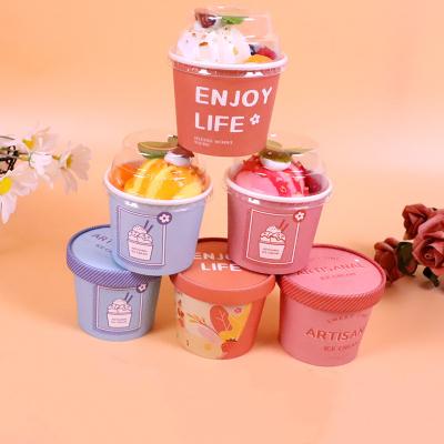 China Disposable Ice Cream Paper Cup Ice Cream Container Disposable Compostable Biodegradable Ice Cream Bowl With Lid for sale