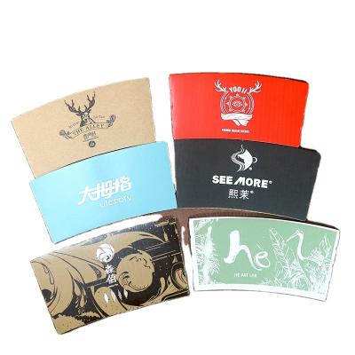 China Disposable Cheap Recyclable Eco Friendly Custom Printed Disposable Logo Cardboard Coffee Cup Sleeve Paper Cup Black Hot Sleeve for sale