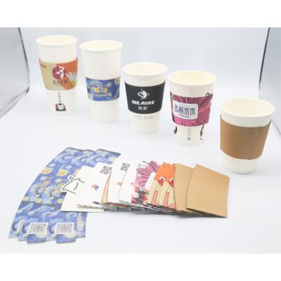 China Disposable eco-friendly recyclable custom printed logo doublw wall paper cup disposable cup sleeve for hot drink for sale