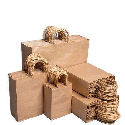 China Recycled materials food packaging paper disposable custom printed paper bags with handle from china source factory supplier for sale