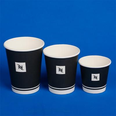 China Recycled Materials Beverage Use And Cup Single Wall Type Printed Compostable Paper Cups For Coffee With Customized Logo for sale