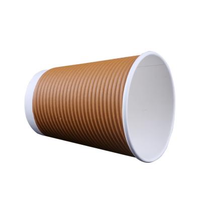 China Recycled Materials Wave Three Walls Anti Scald Disposable Paper Coffee Cups And Custom Logo For Hot Cold Drink for sale