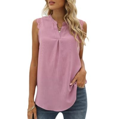 China 2022 new American anti-pilling clothing chiffon lace tops ladies blouses and shirts for sale